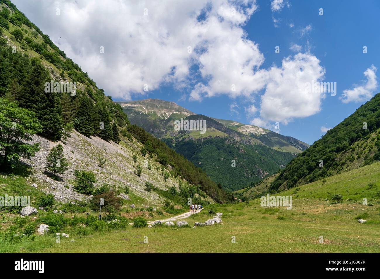Monti Sibillini National Park, Cardosa Valley, Foce, Montemonaco, Marche, Italy, Europe Stock Photo