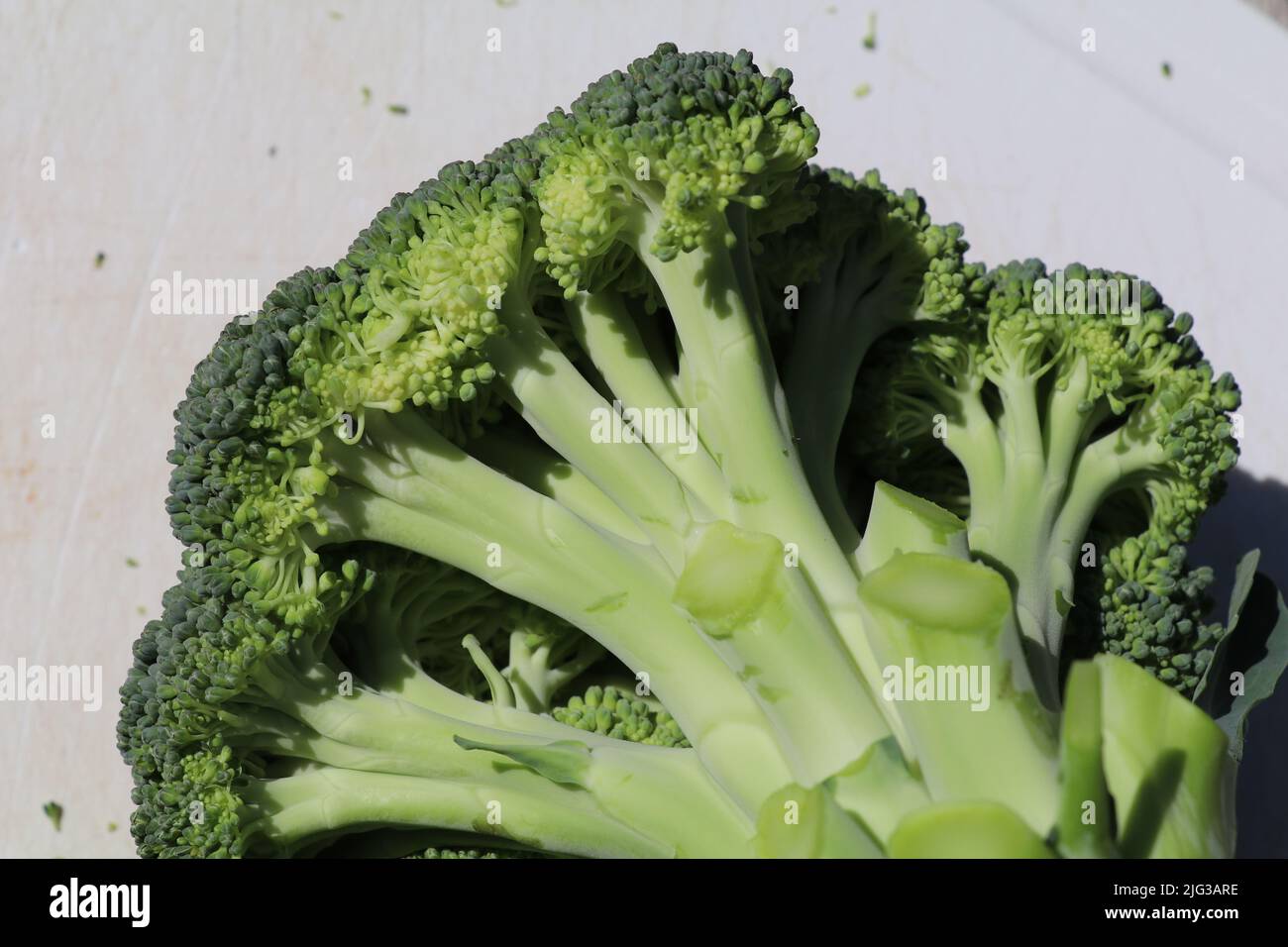 broccoli florets cut off a broccoli ready to prepare Stock Photo Alamy