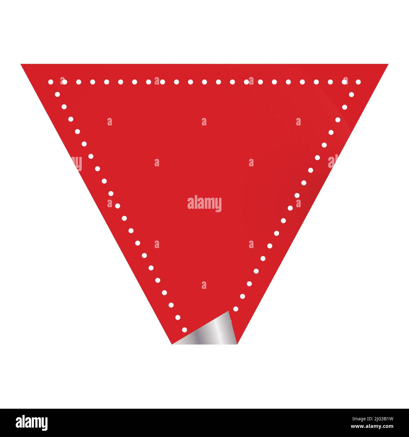 Curl Triangle Shape Label In Red Color. Stock Vector