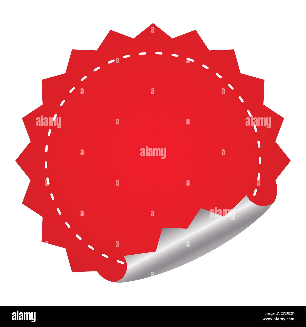 Red Empty Round Curl Label Or Tag On White Background. Stock Vector