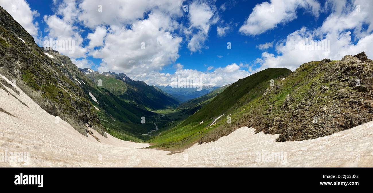 panoramic view of mountain valley in summer Stock Photo