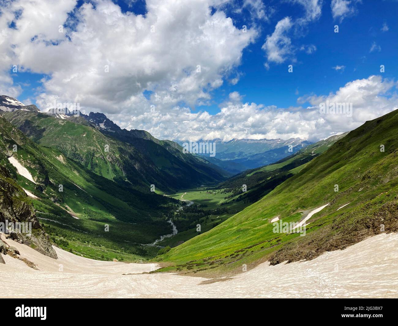 view of mountain valley in summer Stock Photo