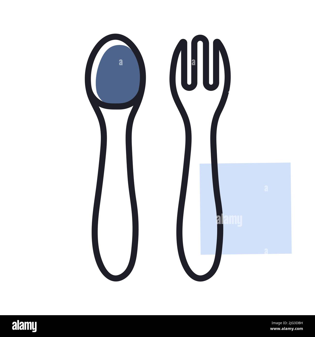 Spoon and fork for baby isolated vector icon. Graph symbol for children ...
