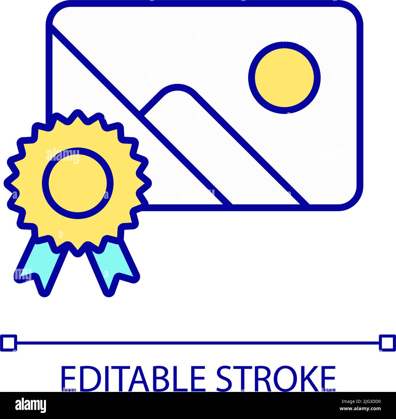Guaranteed quality content RGB color icon Stock Vector