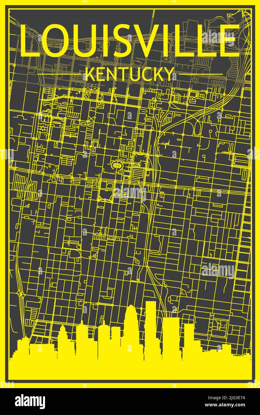 Louisville, Kentucky Street Map Print