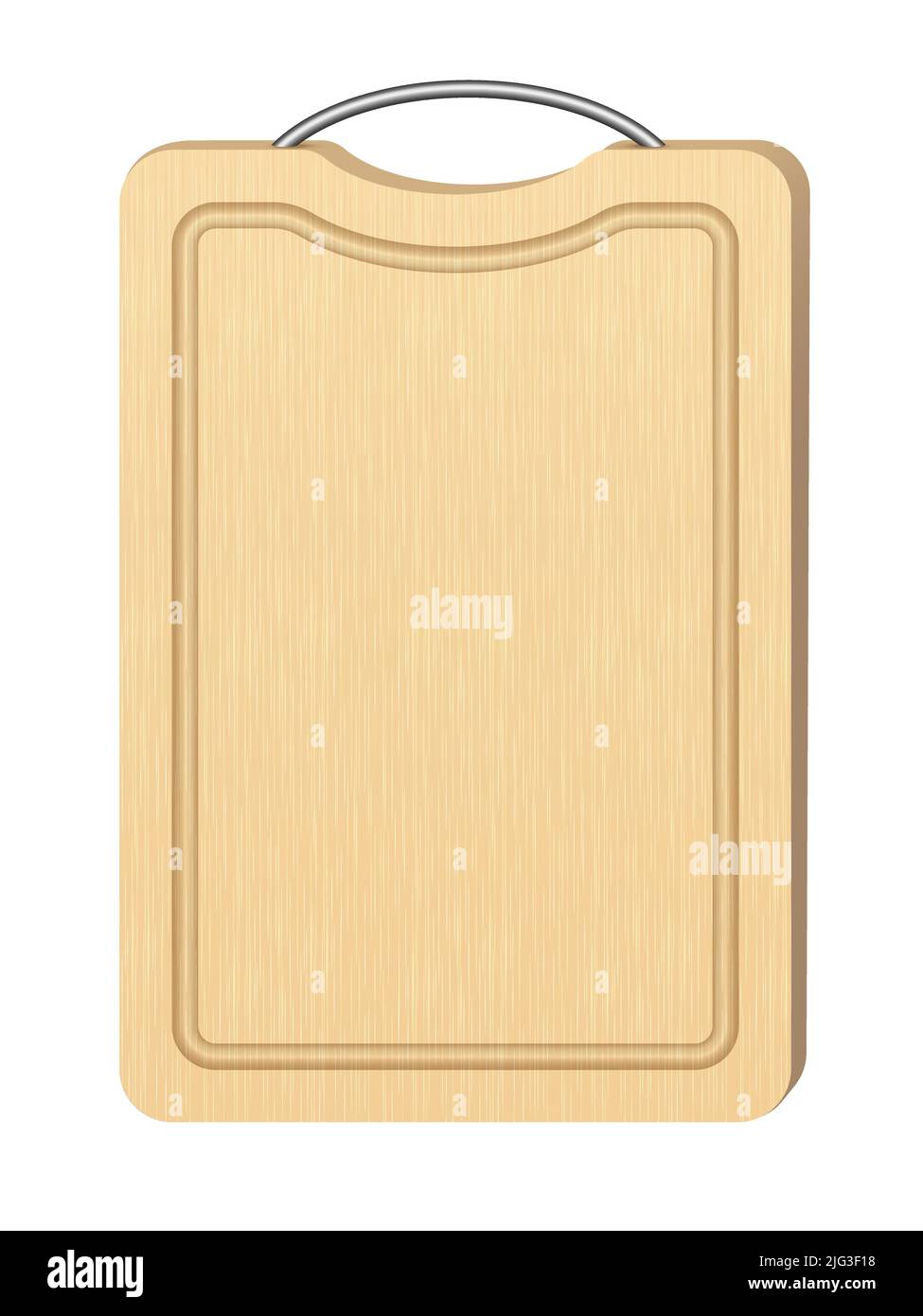 Wooden cutting board for kitchen. Cooking food tool simple design vector illustration. Empty clean plank for chopping with smooth surface, border and Stock Vector