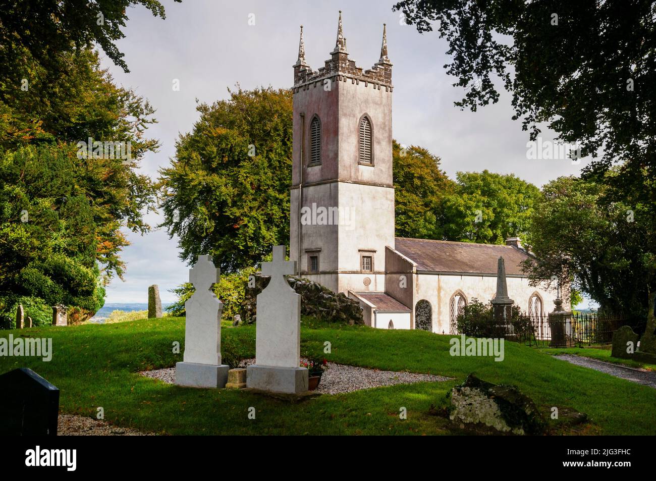 Irish Gothic Revival Saint Patrick's Church now used as the Tara Visitors Center in Castleboy, County Meath, Ireland. Stock Photo