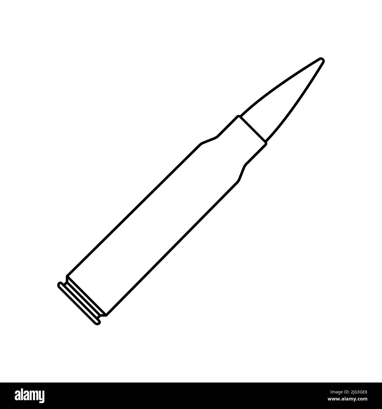 Bullet icon. Cartridge icon in linear design. Military ammunition ...