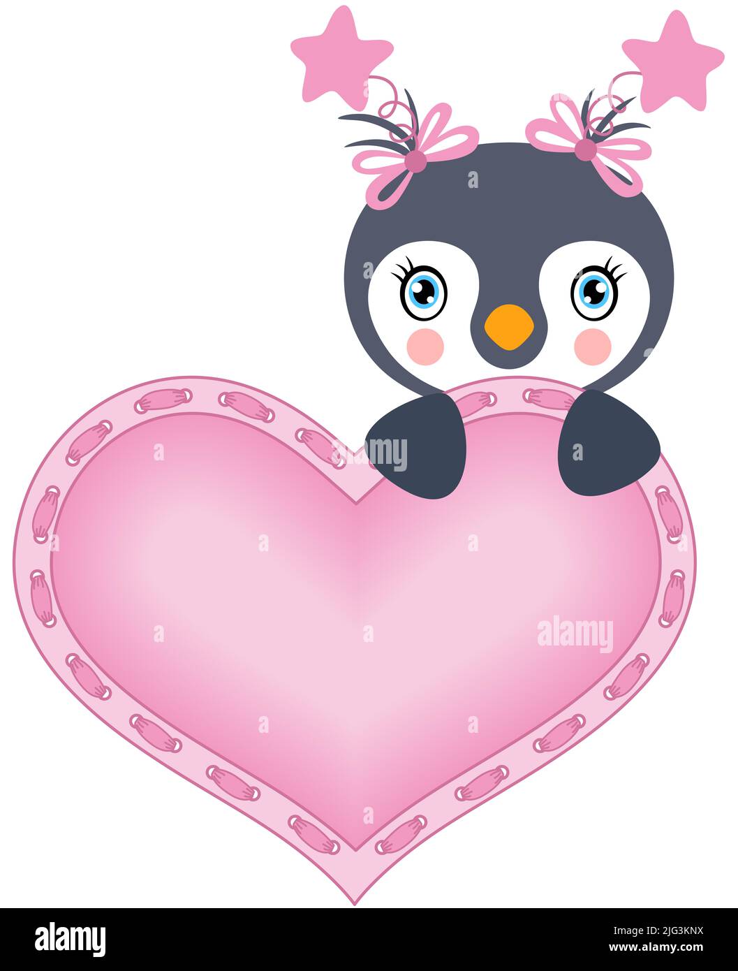 Cute baby girl penguin with pink heart Stock Photo Alamy