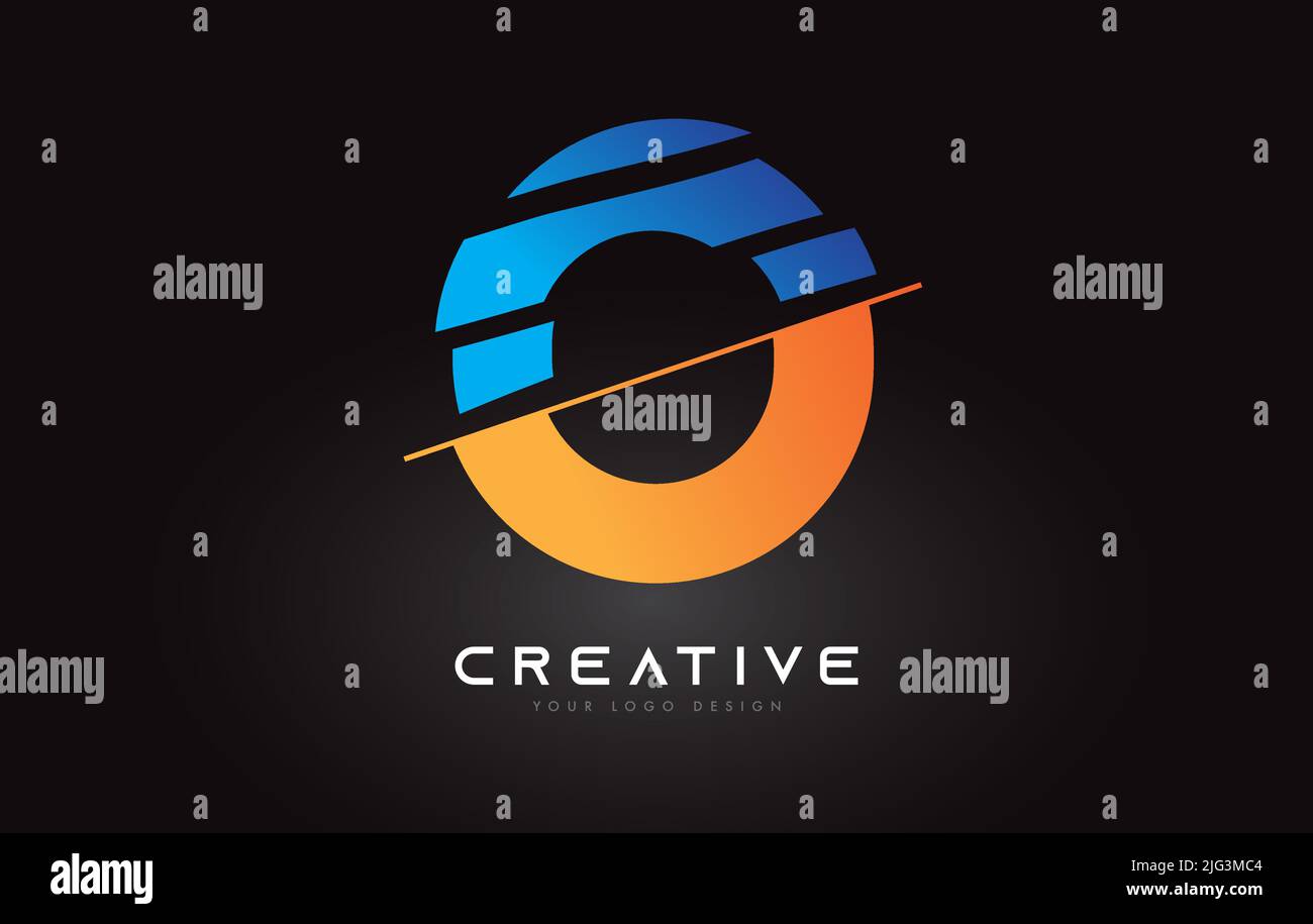 Sliced Letter O Logo Icon Design with Blue and Orange Colors and Cut ...