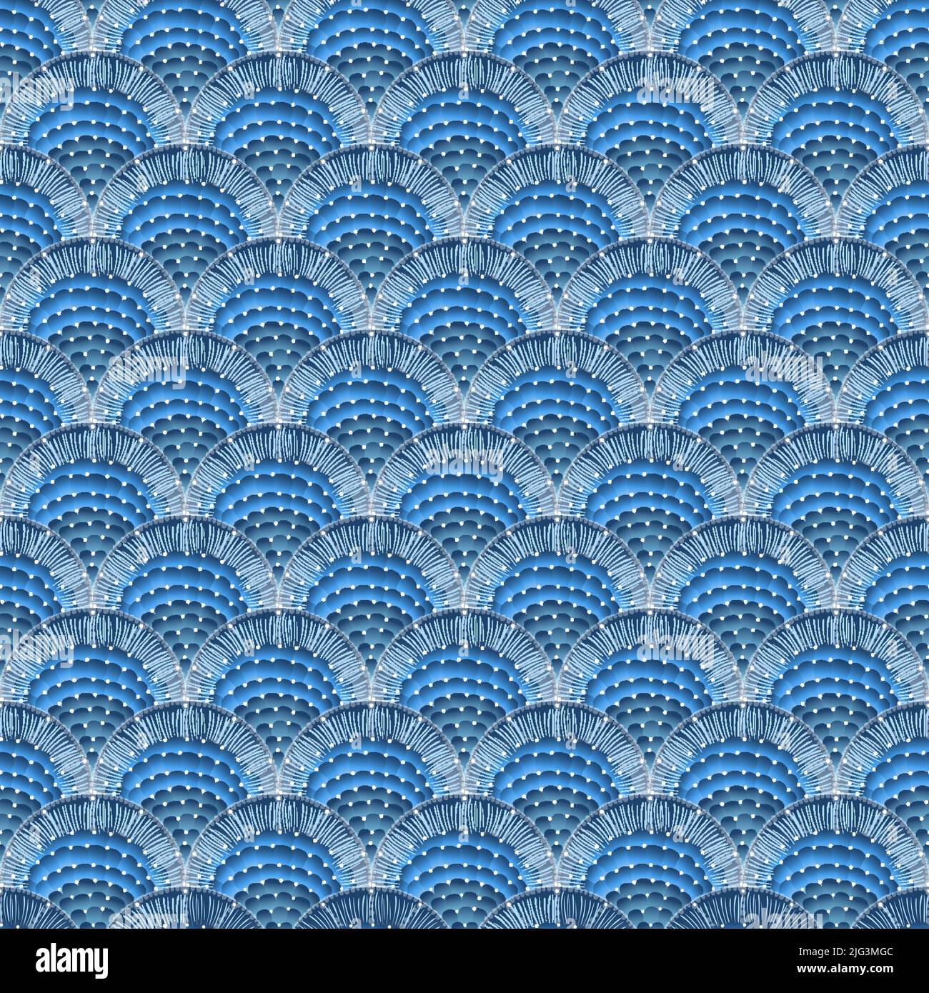 Scale Squama Blue Seamless Pattern Textured Background For Textile