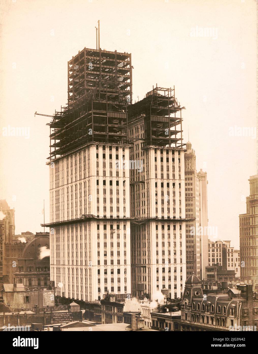 Woolworth Building under construction, New York City, New York, USA, Irving Underhill, April 1912 Stock Photo
