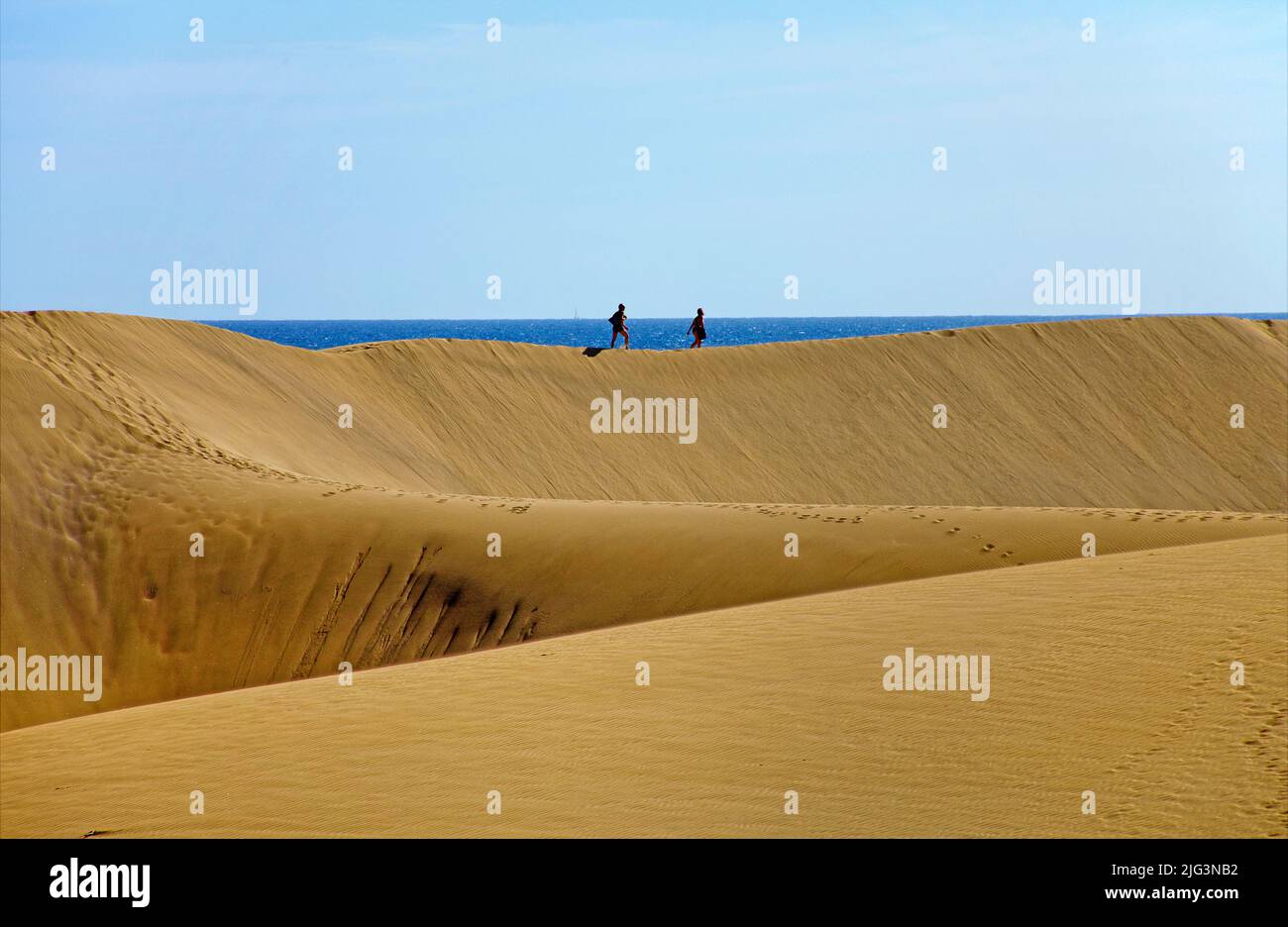 People in the dunes, nature reserve since 1987, Maspalomas, Grand Canary, Canary islands, Spain, Europe Stock Photo