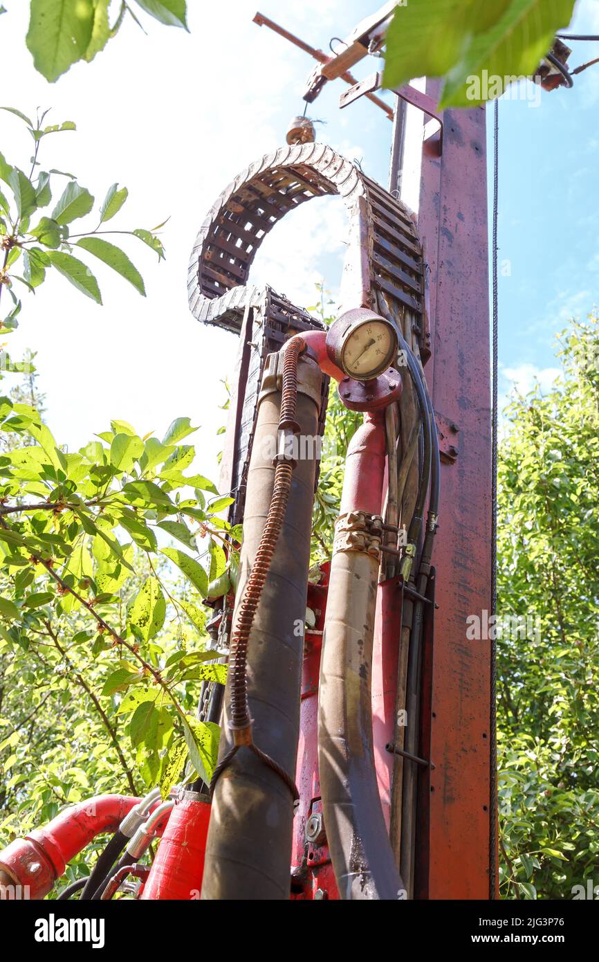 Water drilling rig. Water pressure control gauge in the drilling system