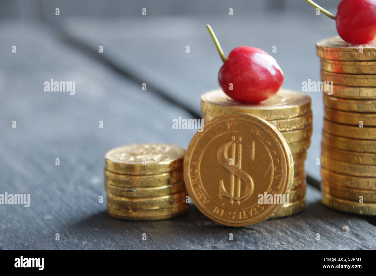 Investment growth wealth gold coins chart, finance and banking concept Stock Photo
