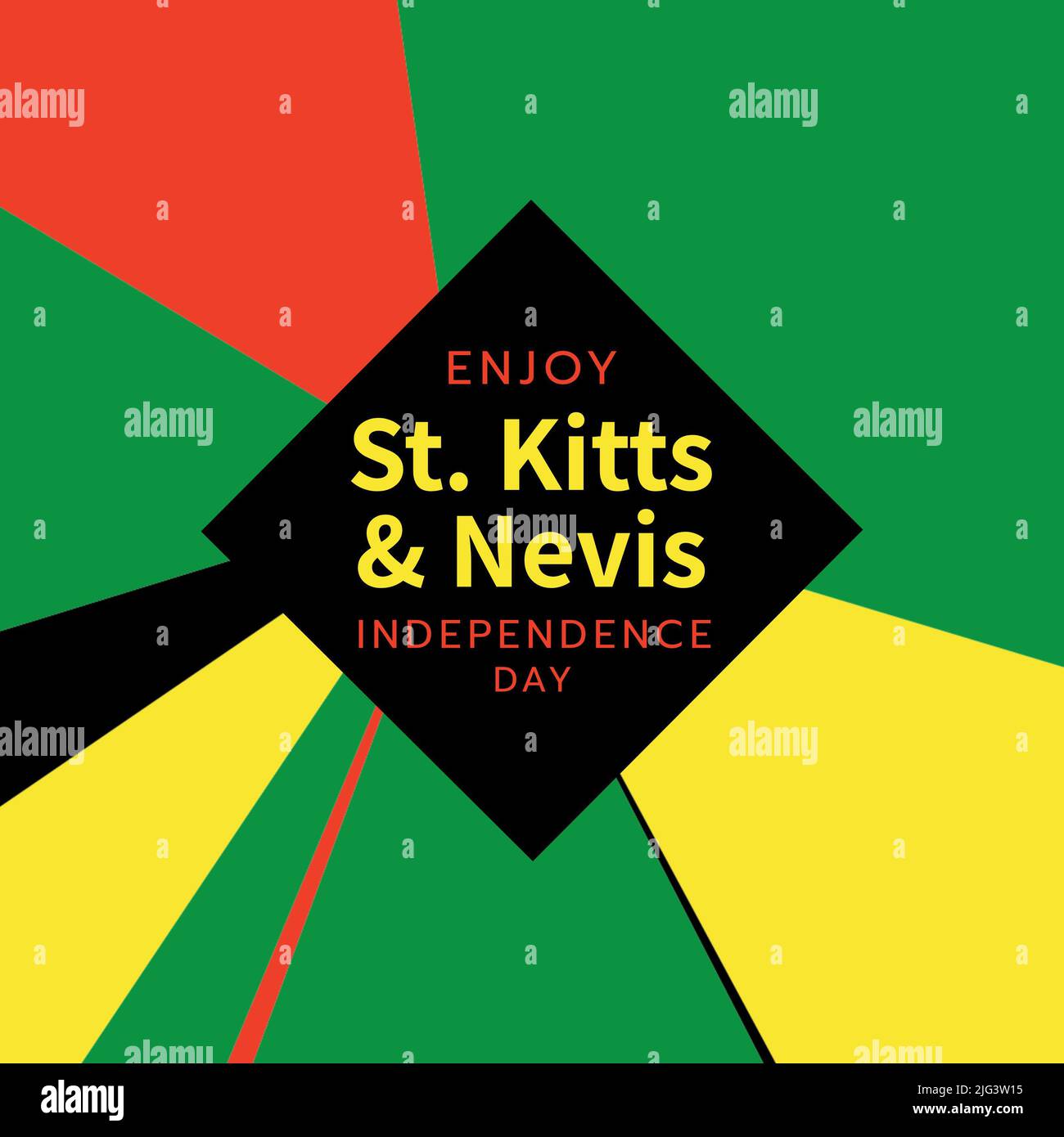 Image of saint kitts and nevis independence day in square and colorful background Stock Photo