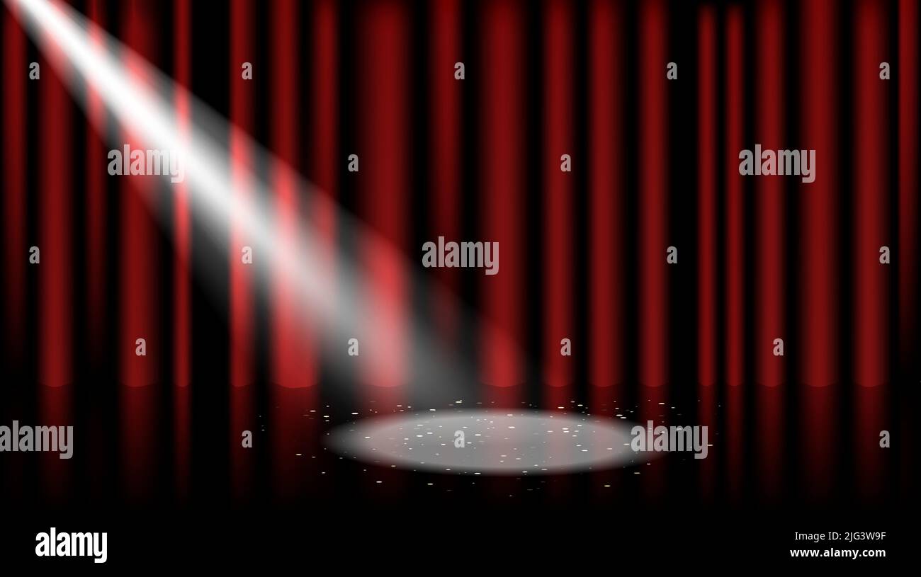 Spotlight on red stage curtain Stock Vector Image & Art Alamy