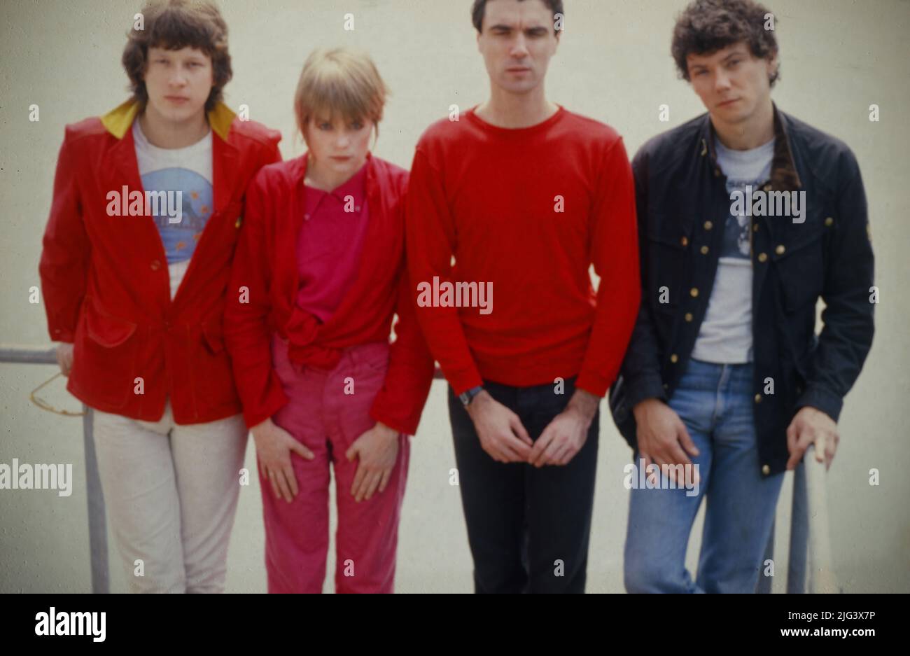 The TALKING HEADS with David Byrne Amsterdam, Netherlands - 1976,  (Photo Gijsbert Hanekroot) L/R: Chris Frantz, Tina Weymouth, David Byrne, Jerry Harrison Stock Photo