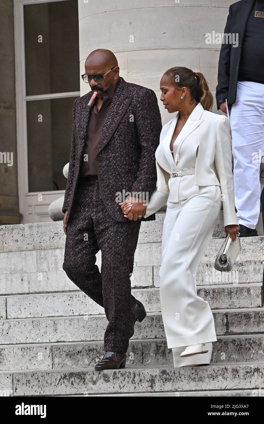 Paris, France, July 7, 2022. Steve Harvey, Marjorie Harvey