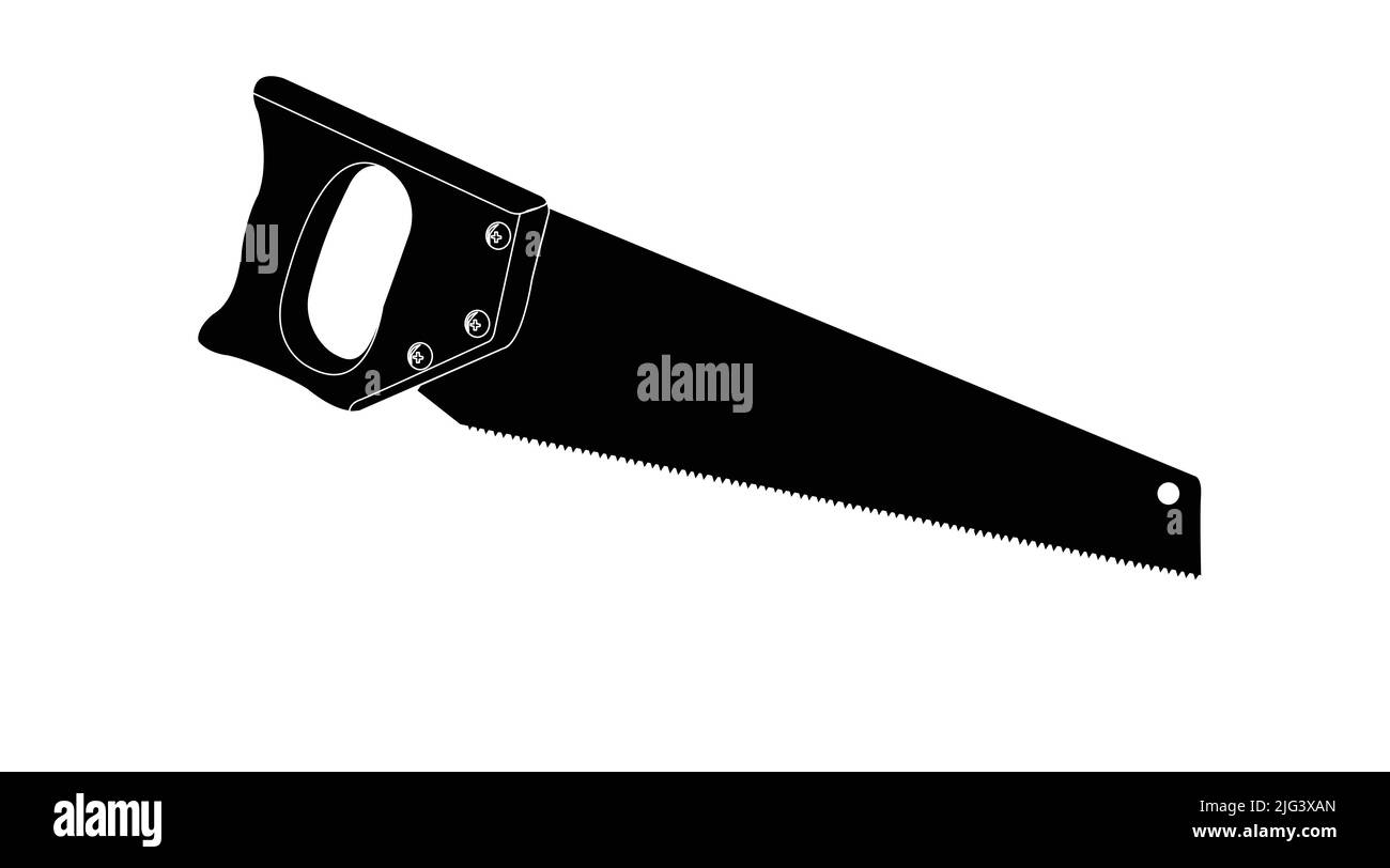 Vector Isolated Black and White Illustration of a Handsaw Stock Vector