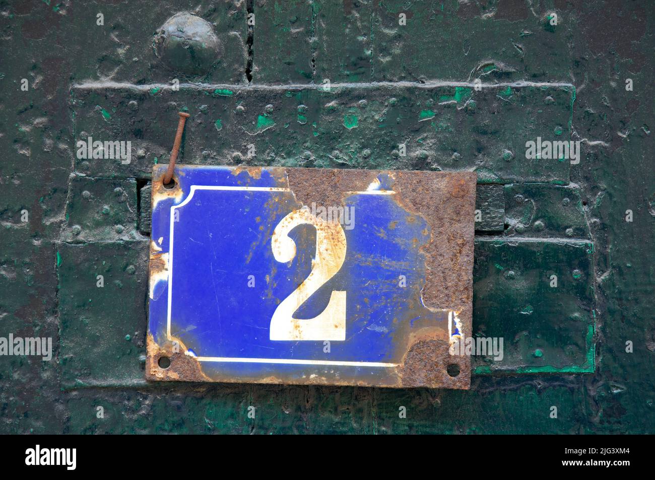 French blue enamel house numbers hi-res stock photography