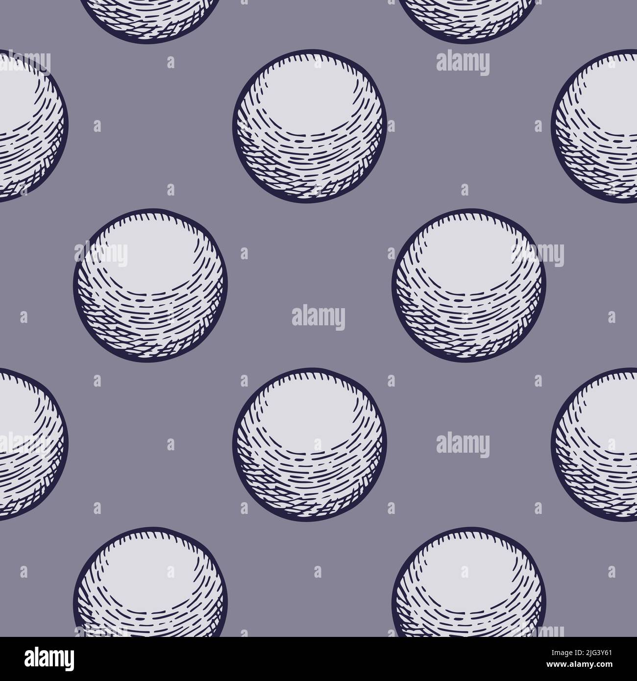 Ball engraved seamless pattern. Vintage sports elements for table tennis hand drawn style. Sketch texture for fabric, wallpaper, textile, print, title Stock Vector