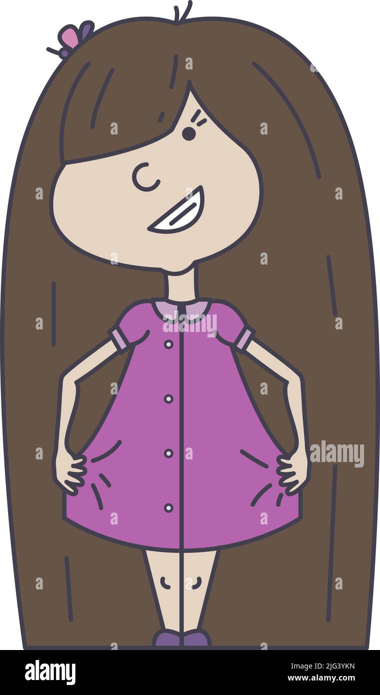 illustration of a little cute girl with a bow on her head Stock Vector ...