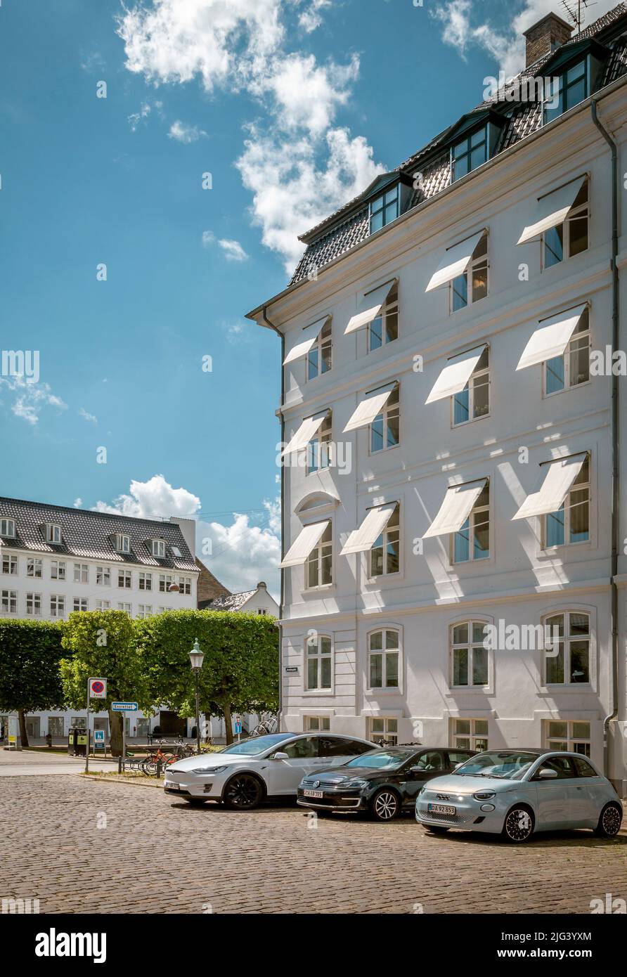 Copenhagen, Denmark - July 2, 2022: Luxury residential building in old town of Copenhagen city, Denmark Stock Photo