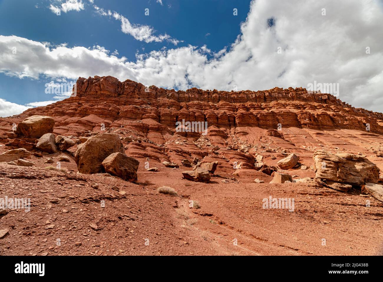 Will these rocks roll down the hill? Vermillion cliff range, Page, AZ, USA Stock Photo