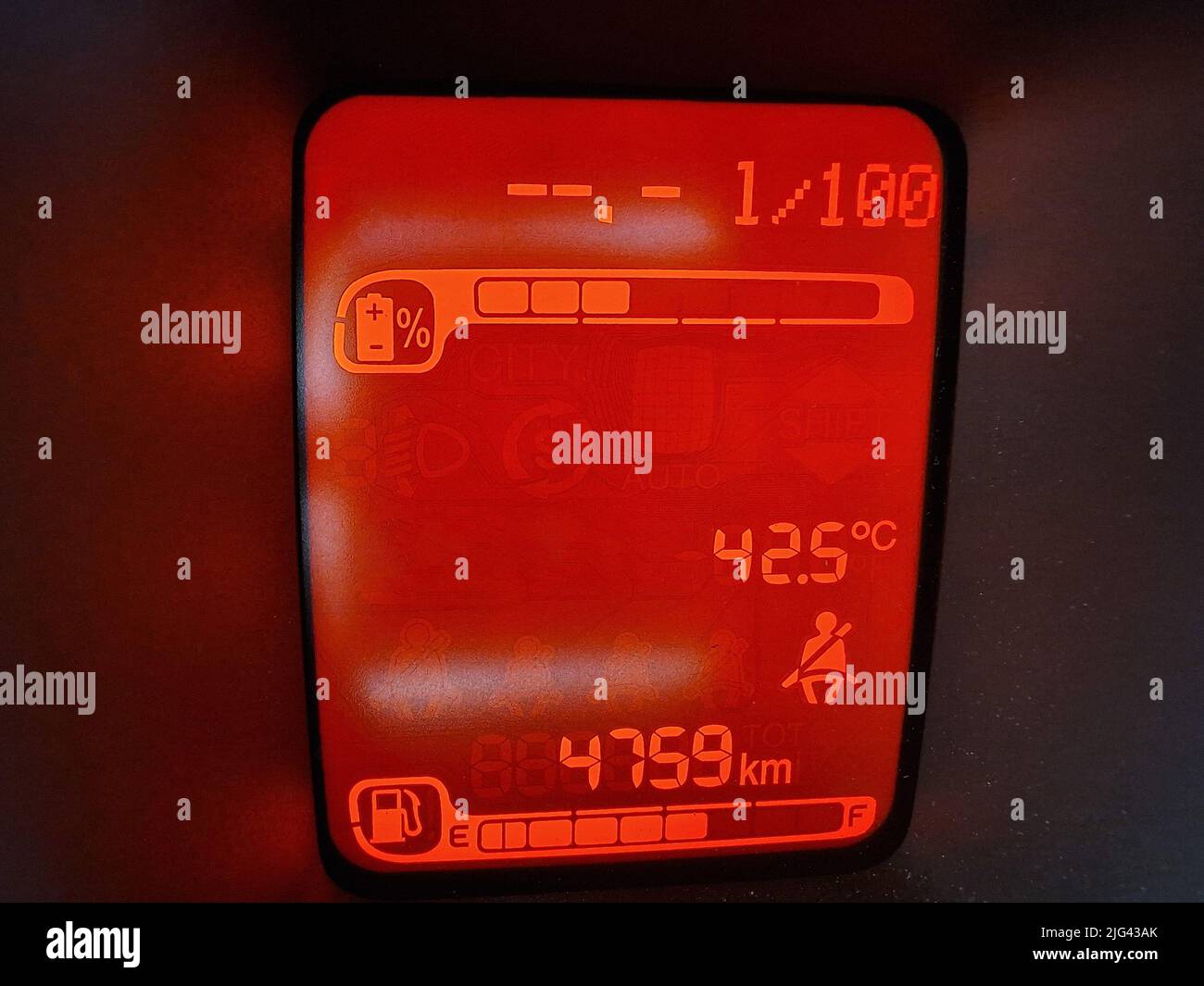 very hot inside car temperature indicator more than 40 celsius detail