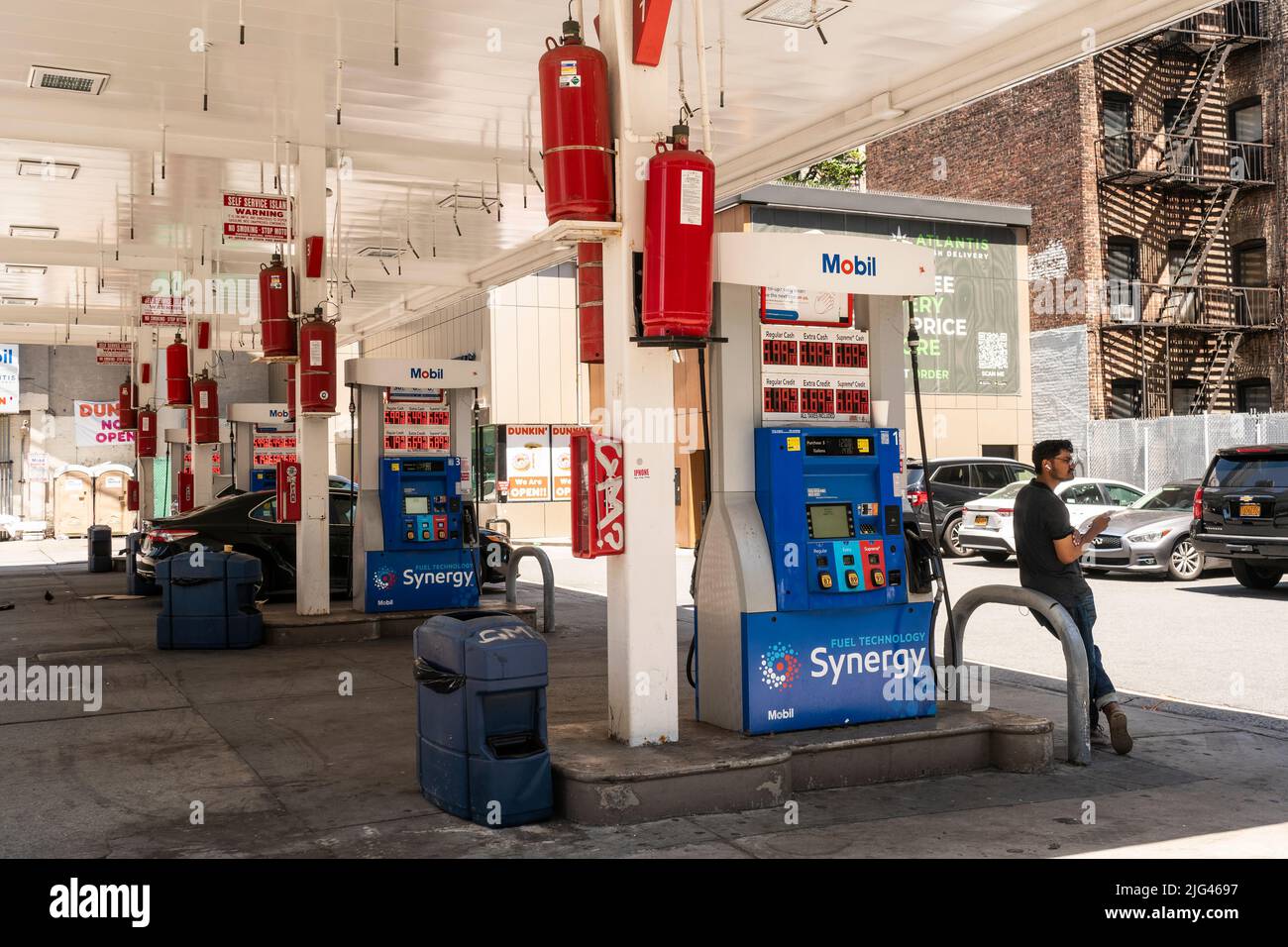 A Mobil gas station in Hell’s Kitchen in New York on Friday, June 17
