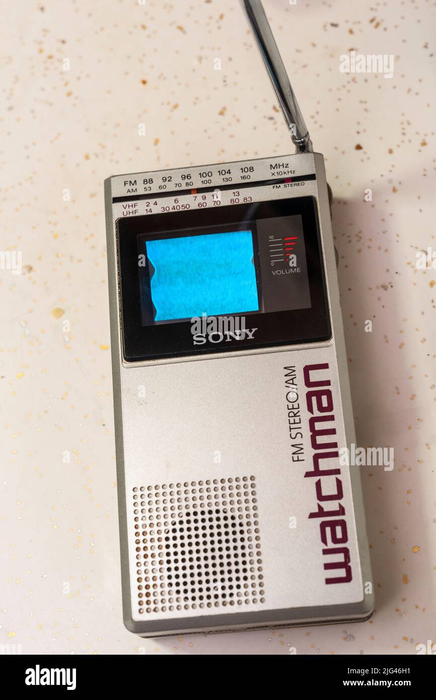 Original Sony brand Watchman, circa 1984, in New York on Tuesday, June 21, 2022.  (© Richard B. Levine) Stock Photo