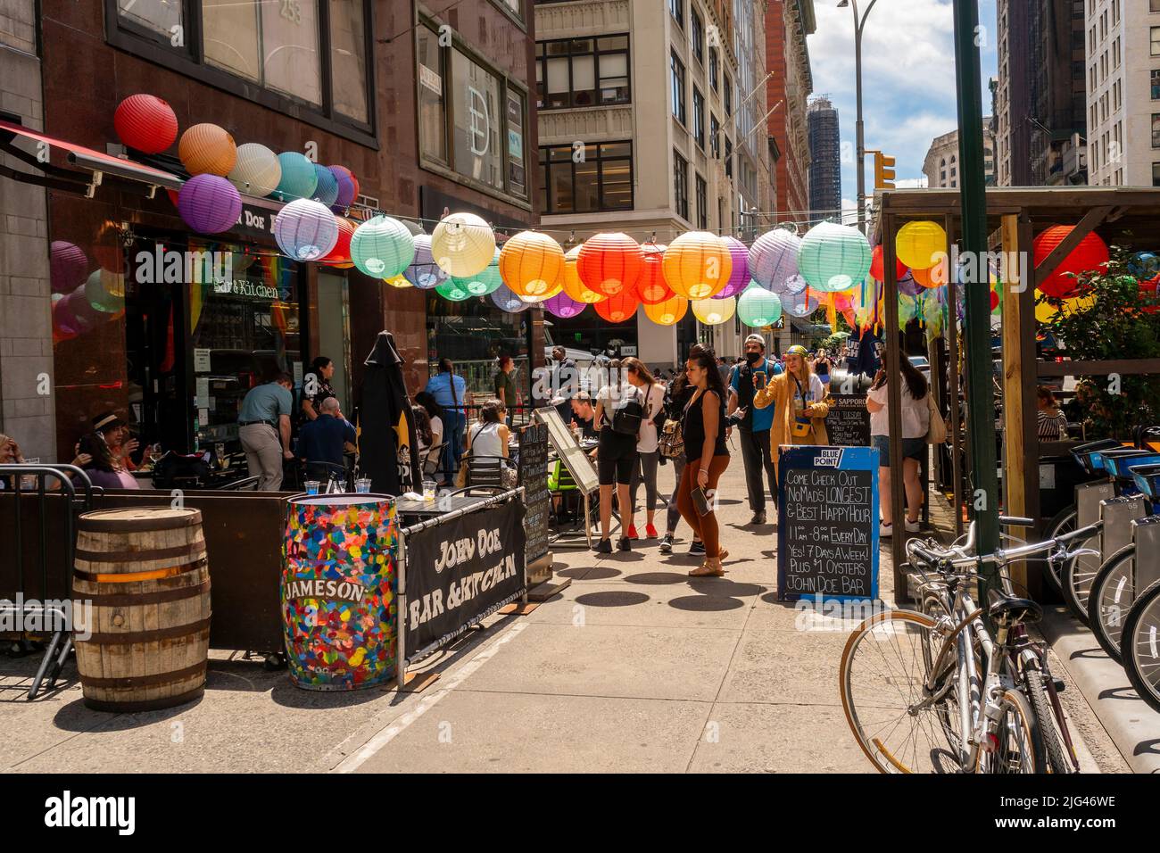 Outdoor dining at the popular John Doe Bar & Kitchen in the NoMad