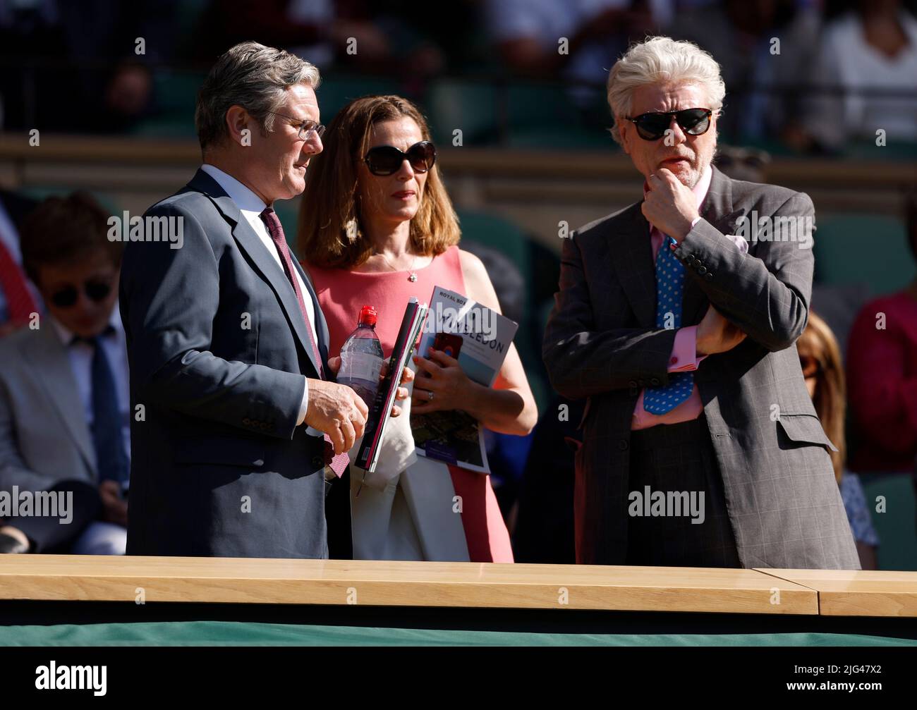 Labour leader Sir Keir Starmer and his wife Victoria in the Royal Box on day eleven of the 2022 Wimbledon Championships at the All England Lawn Tennis and Croquet Club, Wimbledon. Picture date: Thursday July 7, 2022. Stock Photo