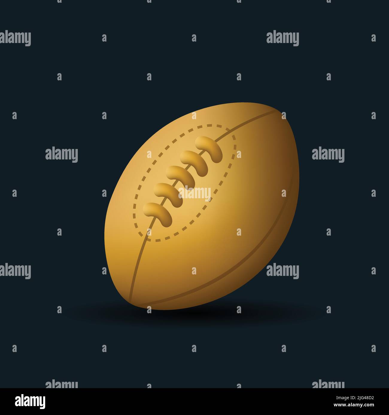 Golden American Football Ball vector Emoji illustration. 3d cartoon Style Ball isolated on background. Stock Vector