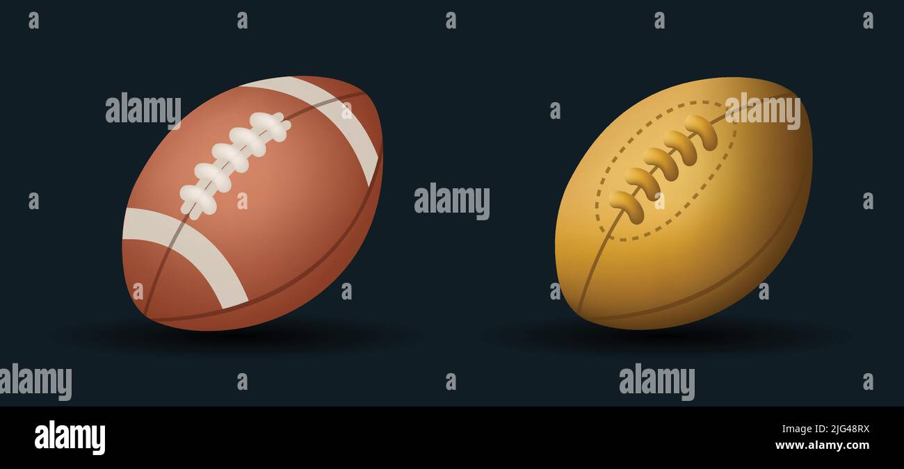 Rugby Ball vector Emoji illustration set. 3d cartoon Style Ball