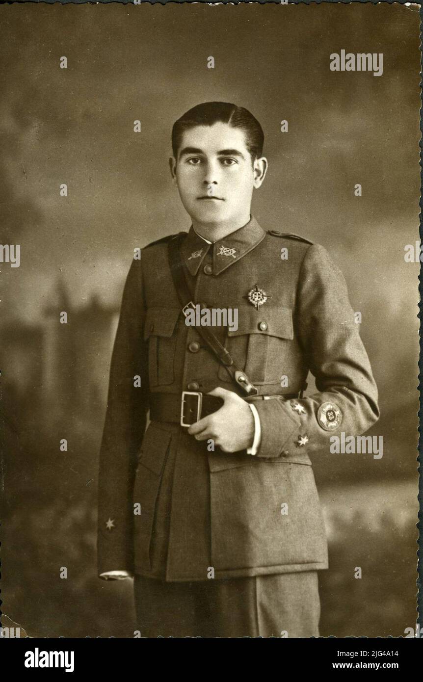 Tte portrait. Mr. Manuel Sánchez Vivancas, 1940. Characters: Sánchez Vivancos, Manuel Portrait of the TTE. Manuel Sanchez Vivancas. He was Manco during the confrontations of the civil war. Stock Photo
