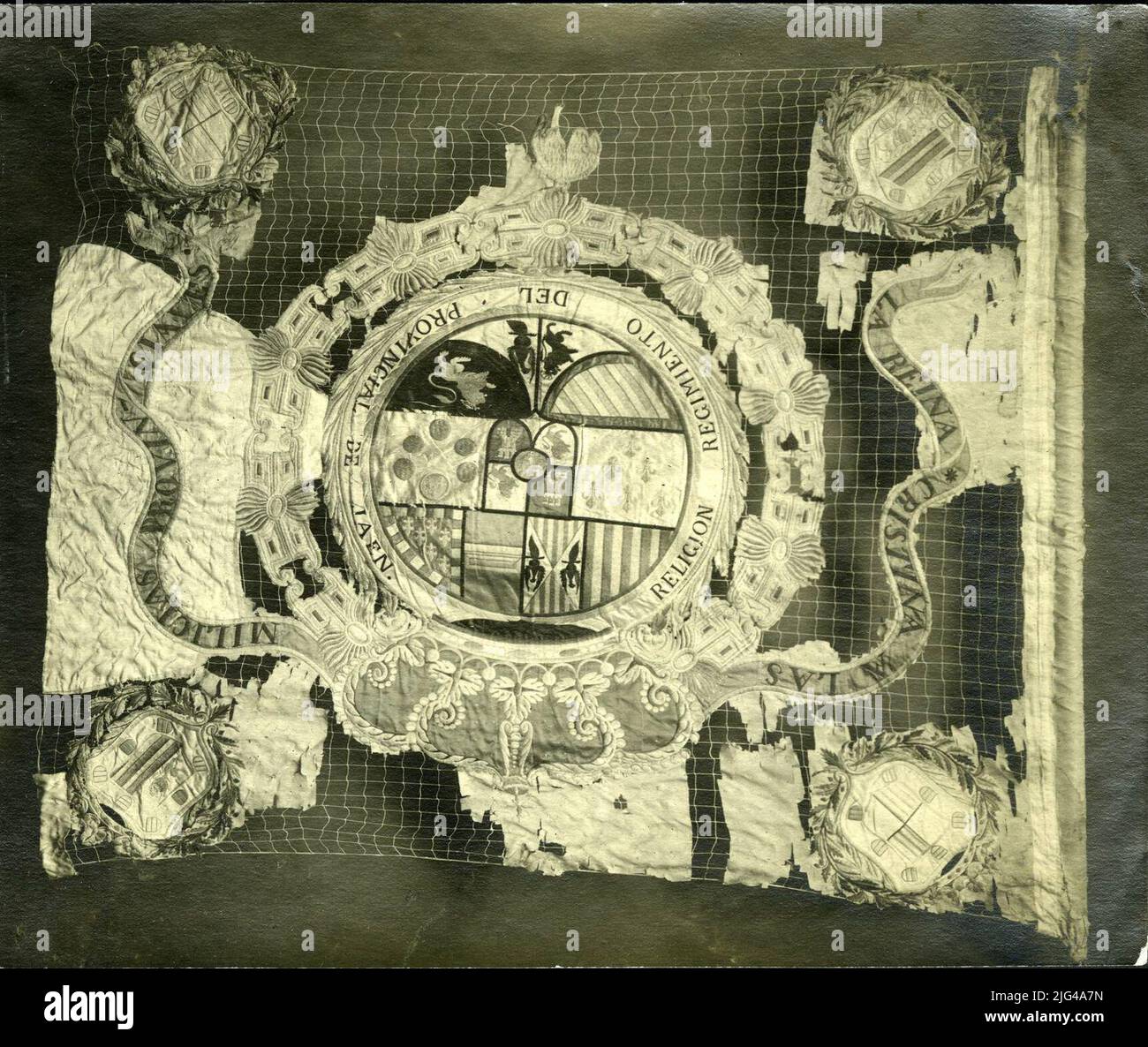 Flag photography. Jaen Provincial Militias Regiment, 1940. Shield with