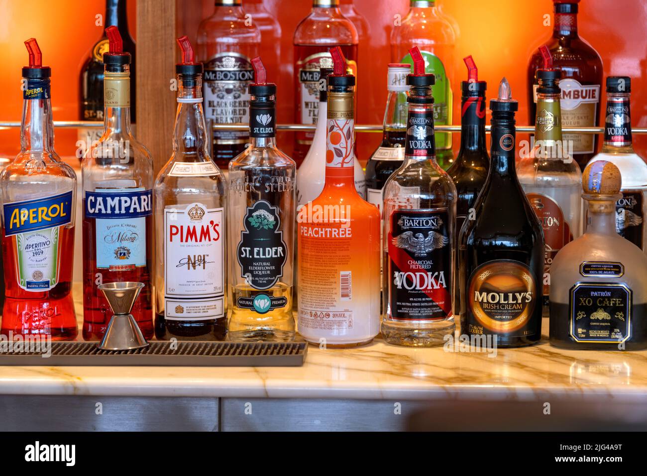 Tromso, Selection of spirits and liqueurs on sale Stock Photo Alamy