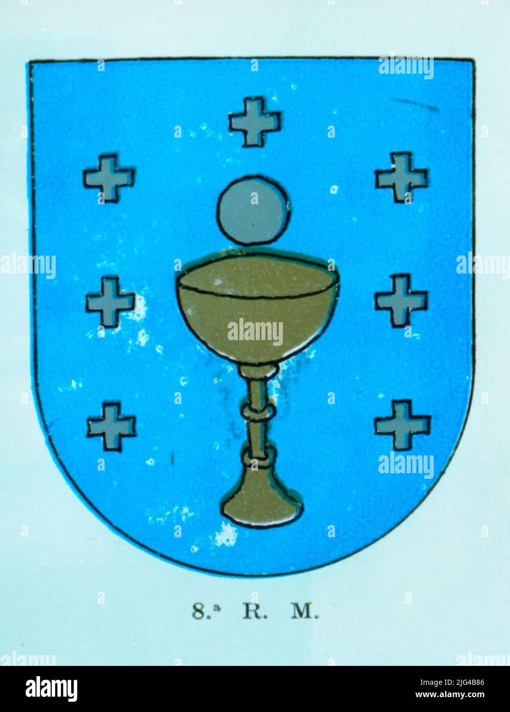 Scuson of the arm badge of the forces not framed in large units of the General Captaincy of the 8th Military Region. Illustration for: which declares regulatory emblems and distinctiveness of various units (order of May 28 and July 9, 1979) related to sheets of the same order Stock Photo
