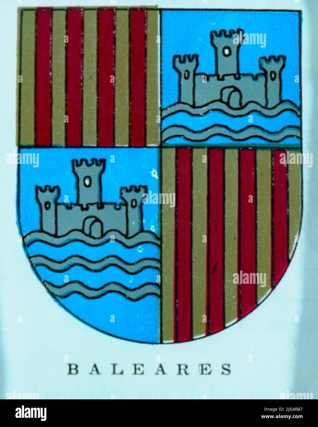 Scuson of the arm badge of the forces not framed in large units of the General Captaincy of the Balearic Islands. Illustration for: which declares regulatory emblems and distinctiveness of various units (order of May 28 and July 9, 1979) related to sheets of the same order Stock Photo