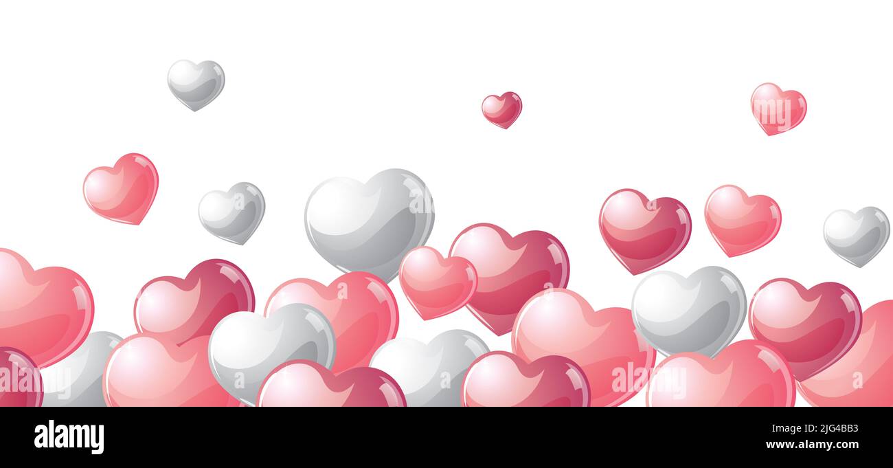 Pink hearts illustration banner love background Stock Photo - Alamy