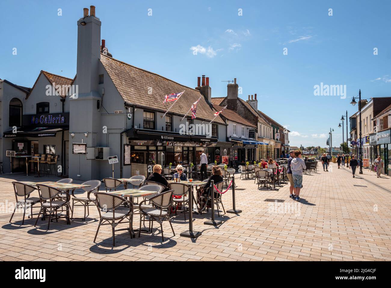 ShorehambySea, July 1st 2022 East Street pedestrianised zone Stock