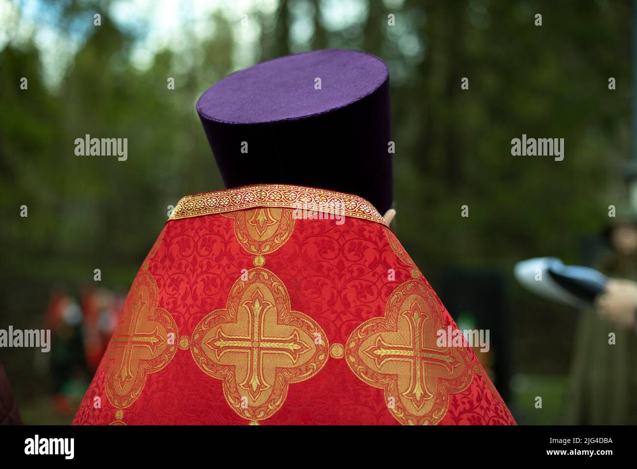 Orthodox priest. Religious figure. Attire is sacred to minister Stock