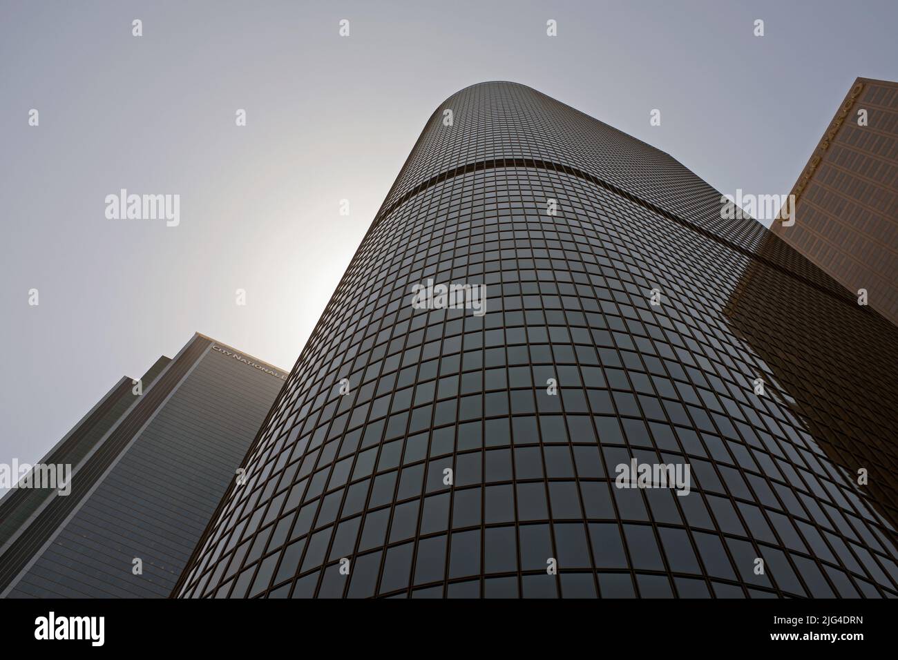 Low Angle View of Three Modern Office Buildings, Los Angeles, California, USA Stock Photo