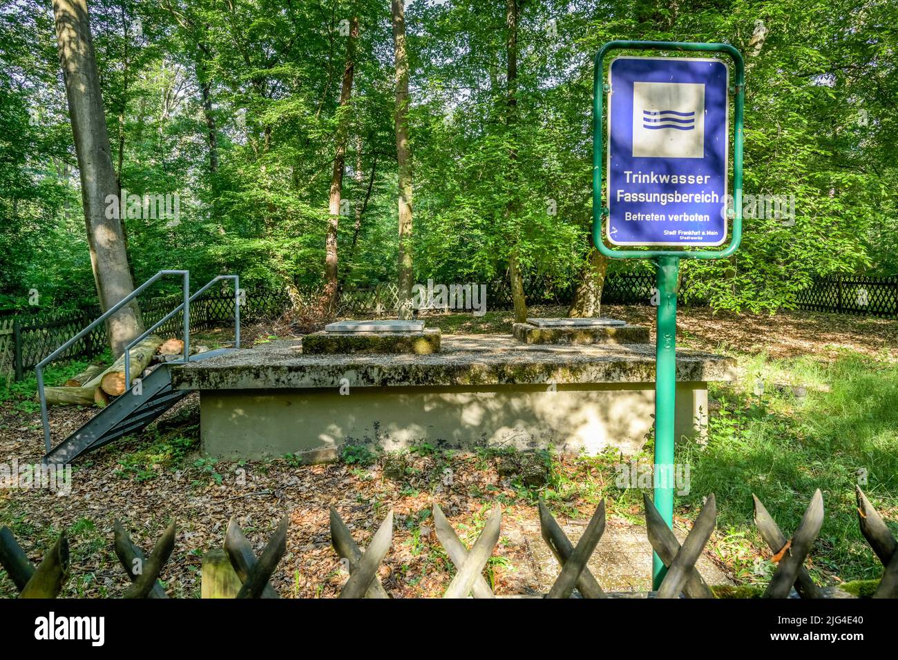 Trinkwasserbrunnen, Stadtwald, Frankfurt am Main, Hessen, Deutschland Stock Photo