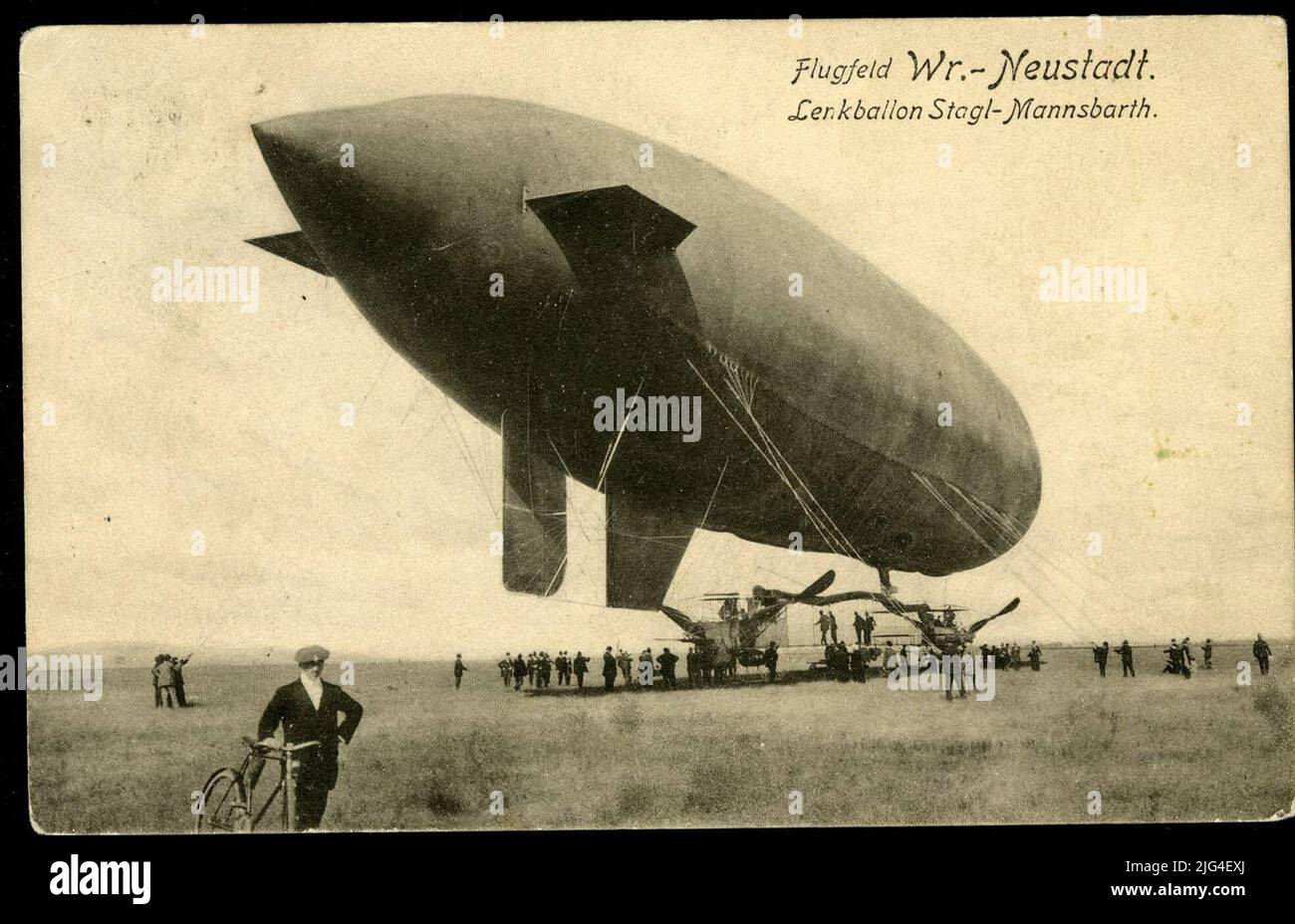 Postcard of a German airs, 1911. View of the German airship "Wr