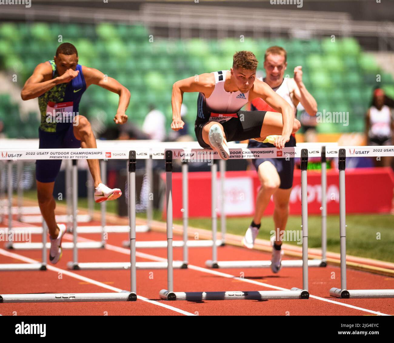 Eugene, United States. 25th June, 2022. Trey Cunningham leads the field
