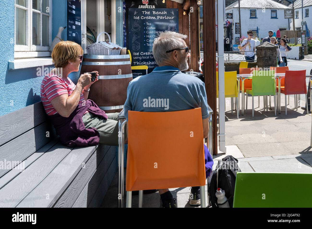 Cafe selling coffee and ice cream in Britain's smallest city, St Davids, Pembrokeshire, Wales, UK Stock Photo