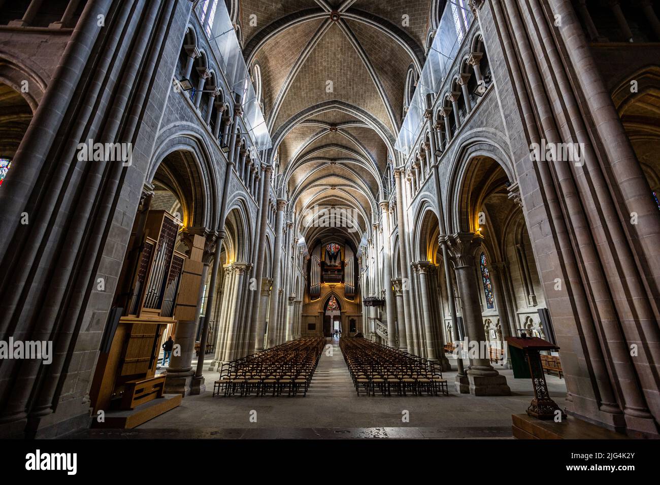 Interior of Lausanne Cathedral Stock Photo